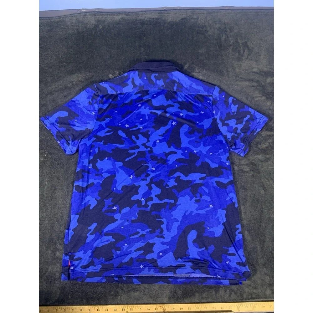 Ralph Lauren Shirt Mens XL Pro Fit Blue Star Camo Performance S/Sleeve Polo
